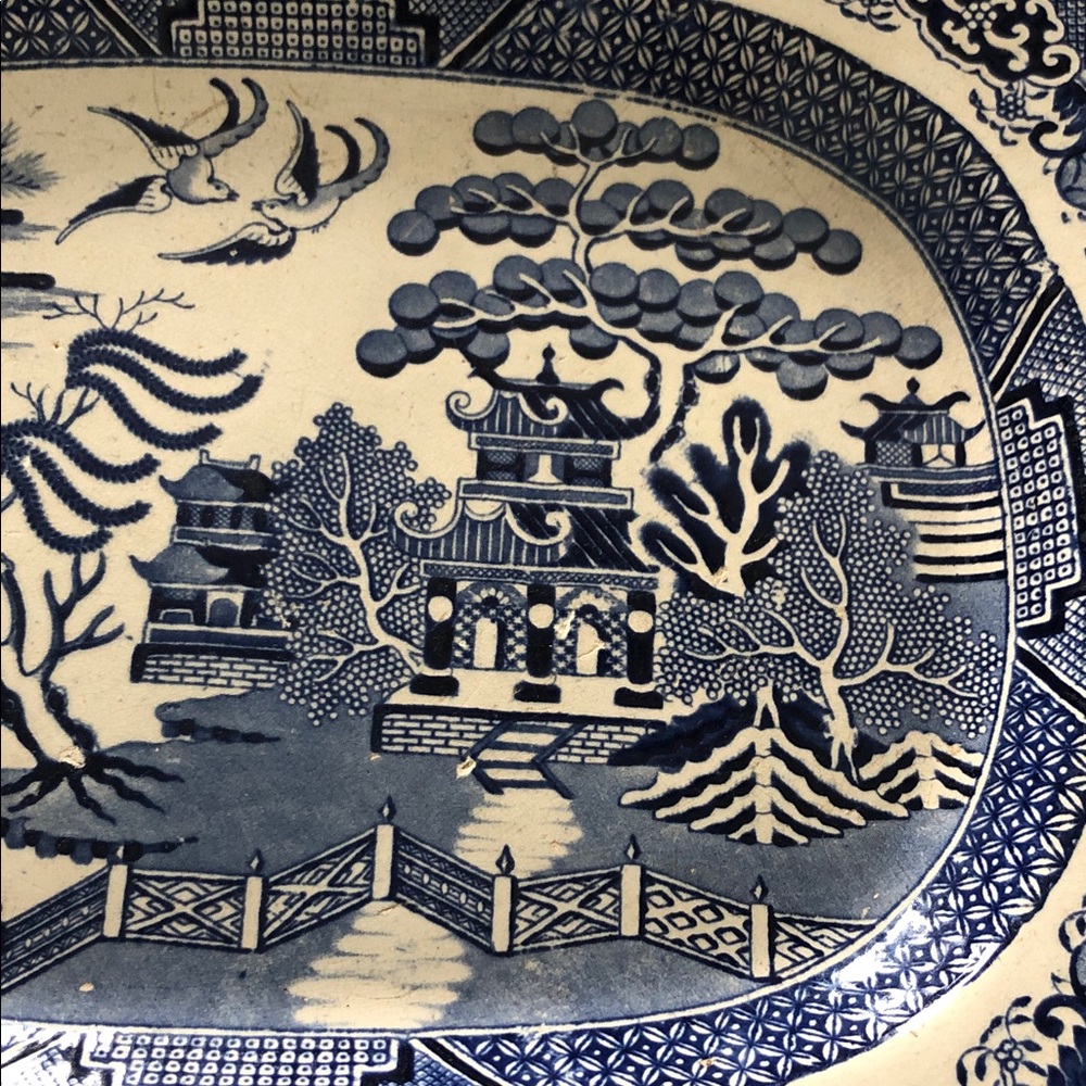 ANTIQUE PRE 1890’s STONEWARE PLATTER 14” - Picture 5 of 17